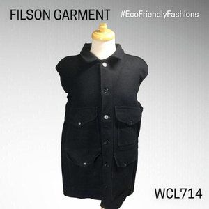 Filson Button-Front Shirt  Utility Jacket Coat Size 44 Black Wool